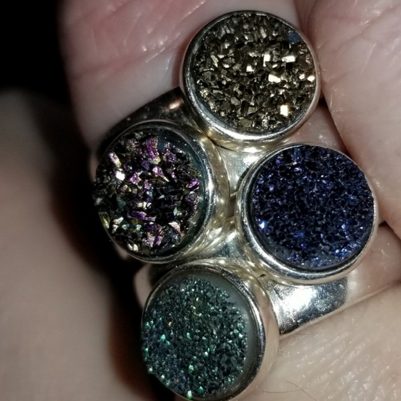 Druzy Quartz & Sterling Silver ring - Picture 4 of 11